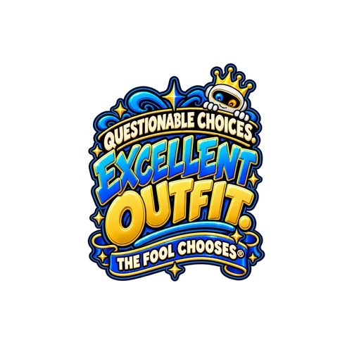 Questionable choices, excellent outfit — illustrative coaster preview