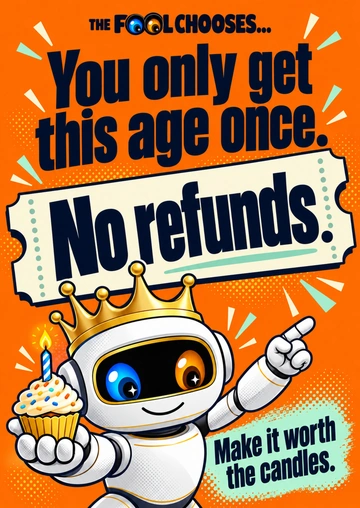 You only get this age once. No refunds. — illustrative acrylic keepsake preview