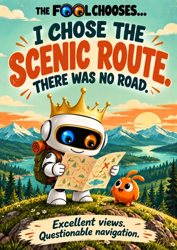 I CHOSE THE SCENIC ROUTE. THERE WAS NO ROAD. — illustrative acrylic keepsake preview